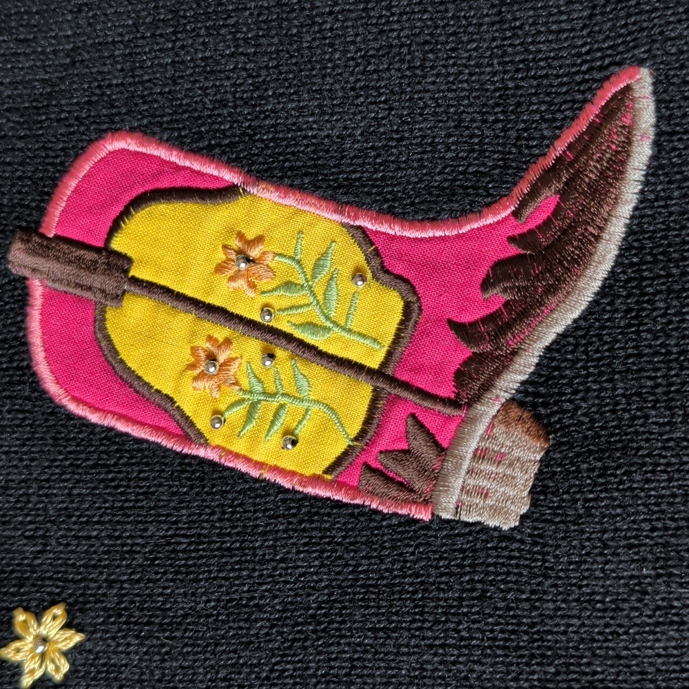 Western Cowboy Boots Sweater Size M Arriviste Vintage Teacher Novelty Whimsy - Picture 13 of 15